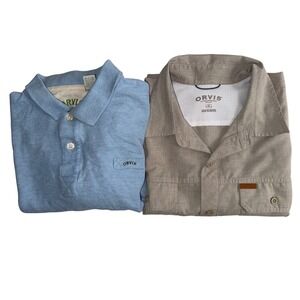 2 item Bundle Orvis Mens XL Long Sleeve Shirt Light Blue and XL Outdoor Shirt